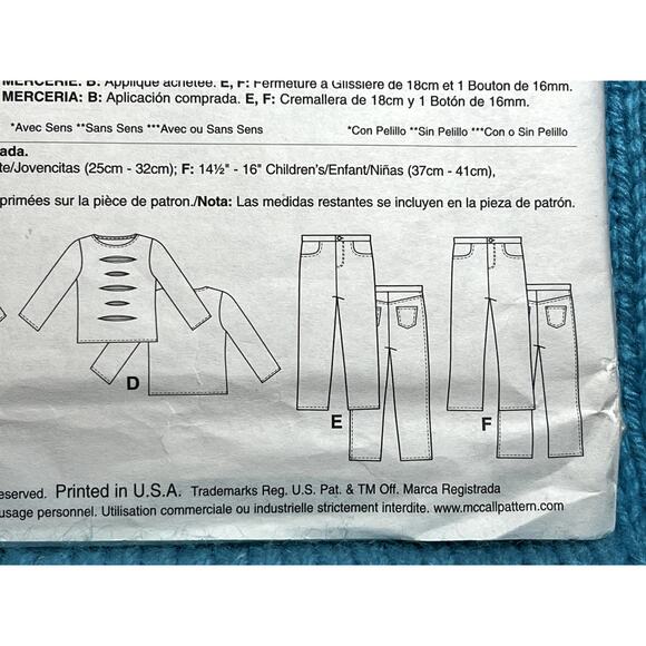 McCalls 6390 Sewing pattern Kids Girls top pants size 7 8 10 12 14 - Picture 7 of 7
